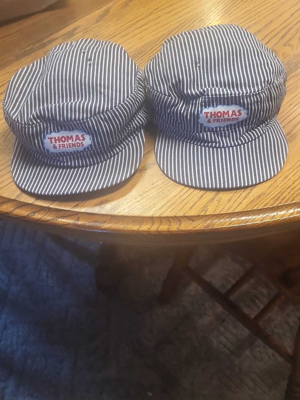 Thomas & Friends Kids Navy and White Pinstripe Engineer 2 Caps 12 To 24 MONTHS
